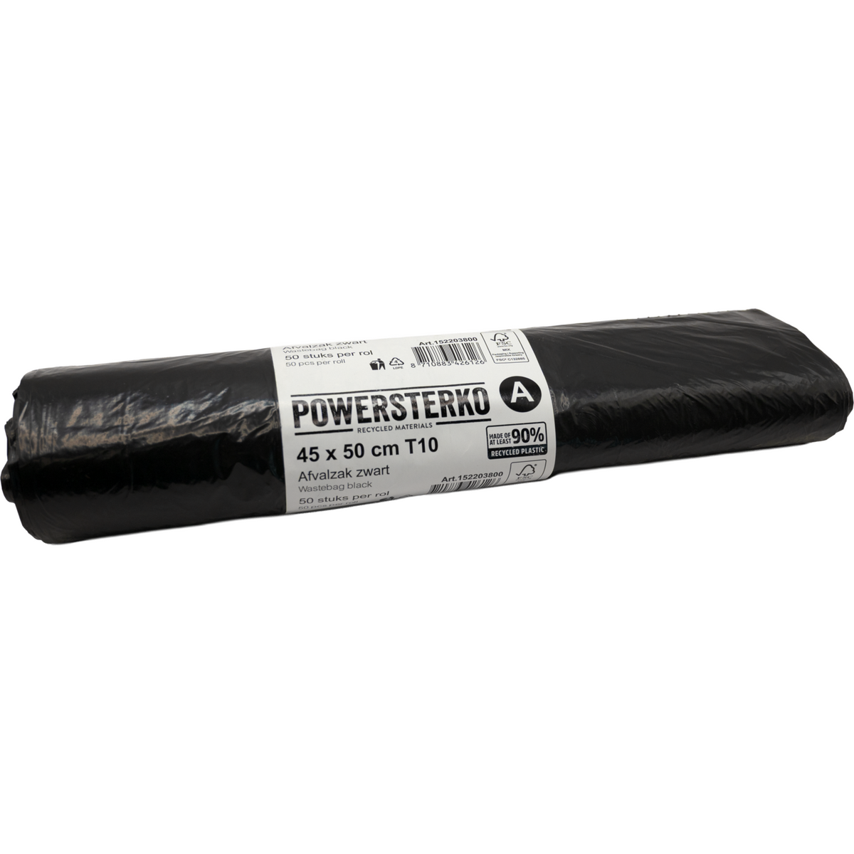 PowerSterko -  Afvalzak | Gerecycled LDPE | 45x50cm | T10 | zwart | 2500 stuks