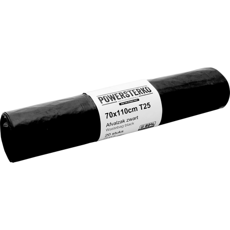 PowerSterko -  Afvalzak | Gerecycled LDPE | 70x110cm | T25 | zwart | 500 stuks