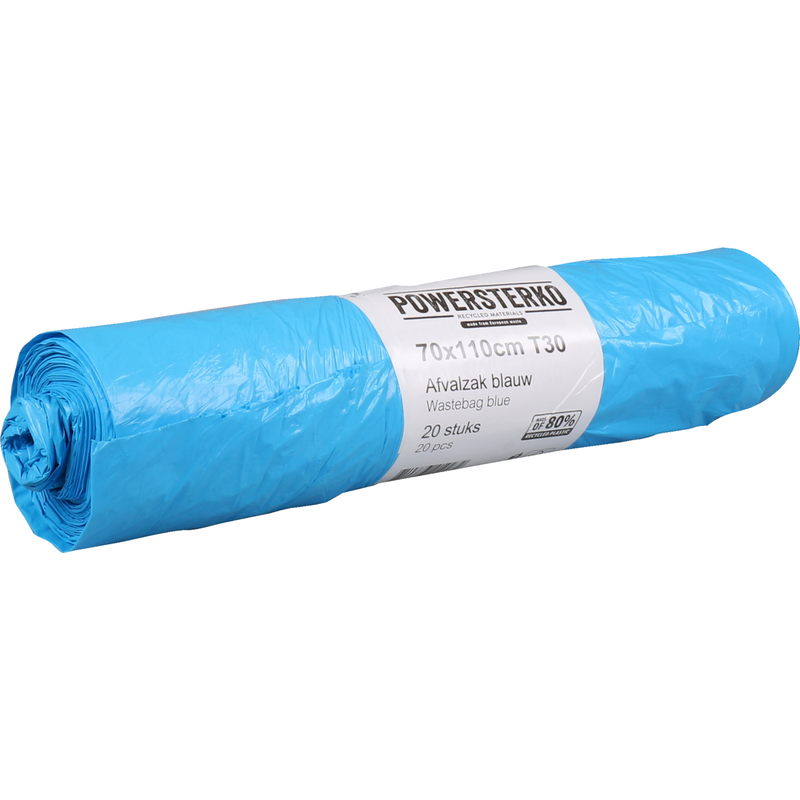 PowerSterko - Abfallbeutel | Recyceltes LDPE | 70x110cm | T30 | blau | 300 Stück