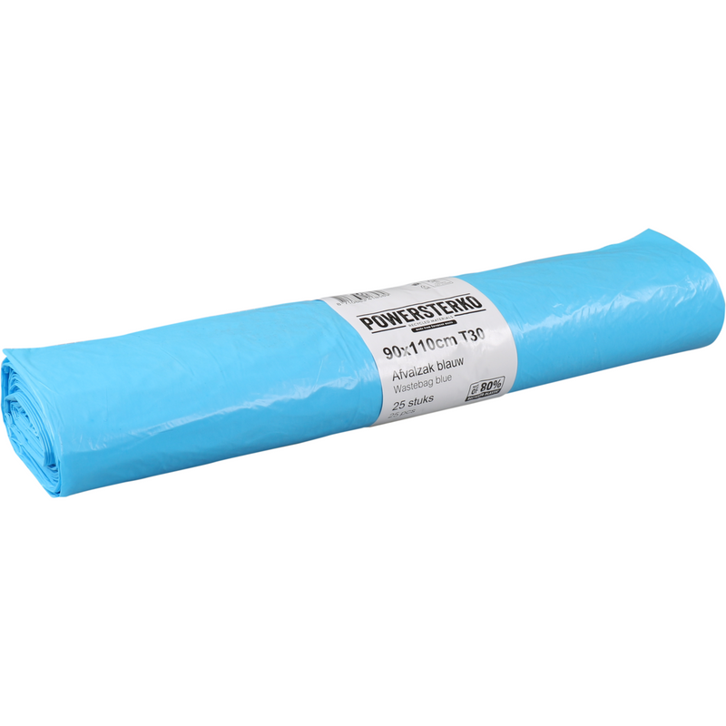 PowerSterko - Abfallbeutel | Recyceltes LDPE | 90x110cm | T30 | blau | 250 Stück