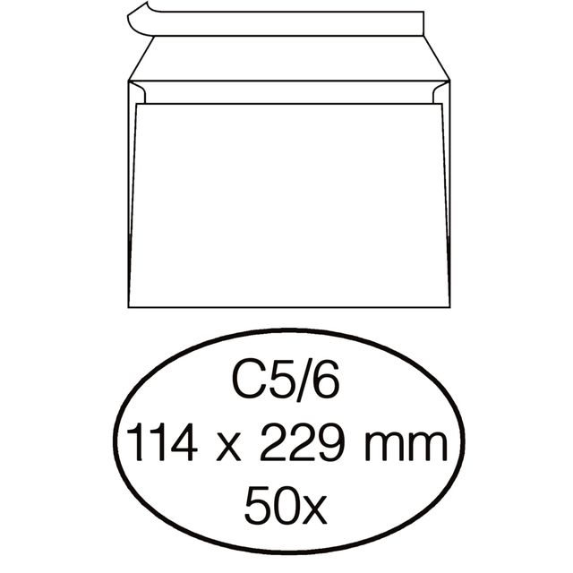 Quantore - Briefumschlagbank C5/6 114x229mm selbstklebend weiß 50 Stück