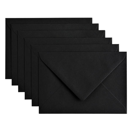 Papicolor - Briefumschlag C6 114x162mm rabenschwarz Packung mit 6 Stück