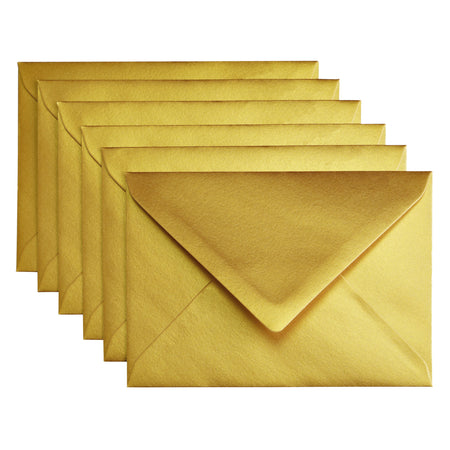Papicolor - Briefumschlag C6 114x162mm Metallic-Gold, Packung mit 6 Stück