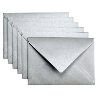 Papicolor - Briefumschlag C6 114x162mm Metallic-Silber, Packung mit 6 Stück