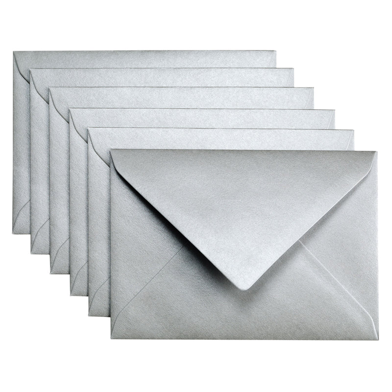 Papicolor - Briefumschlag C6 114x162mm Metallic-Silber, Packung mit 6 Stück