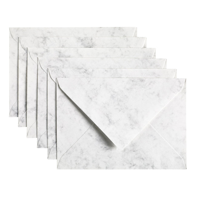 Papicolor - Briefumschlag C6 114x162mm marmorgrau Packung mit 6 Stück