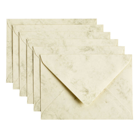 Papicolor - Umschlag C6 114x162mm Marmor Elfenbein Packung mit 6 Stück