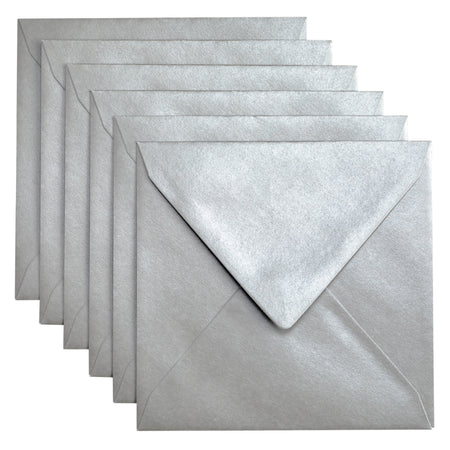 Papicolor - Briefumschlag 140x140mm metallic silber, Packung à 6 Stück