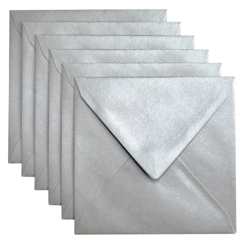 Papicolor - Briefumschlag 140x140mm metallic silber, Packung à 6 Stück