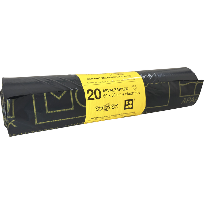 KOMO - Abfallbeutel | Recyceltes LDPE | 60x80cm | grau | 20 Rollen