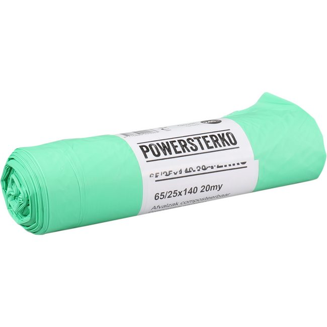 PowerSterko -  Afvalzak | Bioplastic o.b.v. Zetmeelblend | 240l | 65/ 25x140cm | 20my | groen | 10 rol