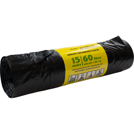 KOMO -  Afvalzak | Gerecycled LDPE | 60x80cm | 45my | grijs | 18 rol