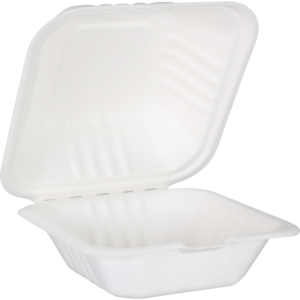 Klika - Bak | Bagasse (Zuckerrohrzellstoff) Hamburgerbox | 150x150x78mm | Weiß | 50 Stück