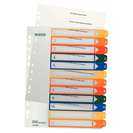 Leitz - Tab WOW A4+ 11-Loch 1-12 PP sortiert