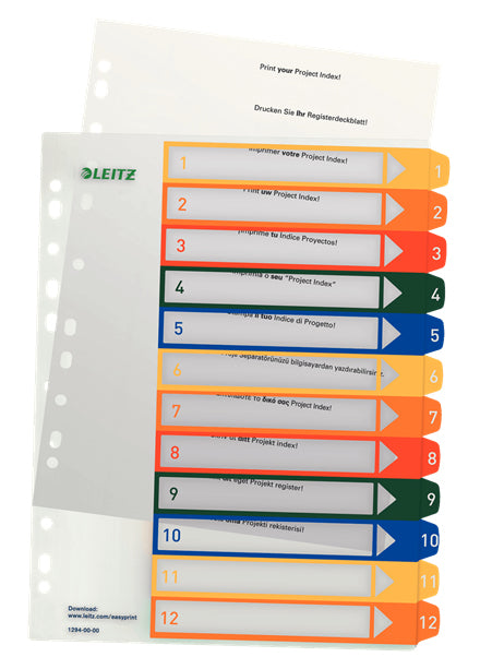 Leitz - Tab WOW A4+ 11-Loch 1-12 PP sortiert