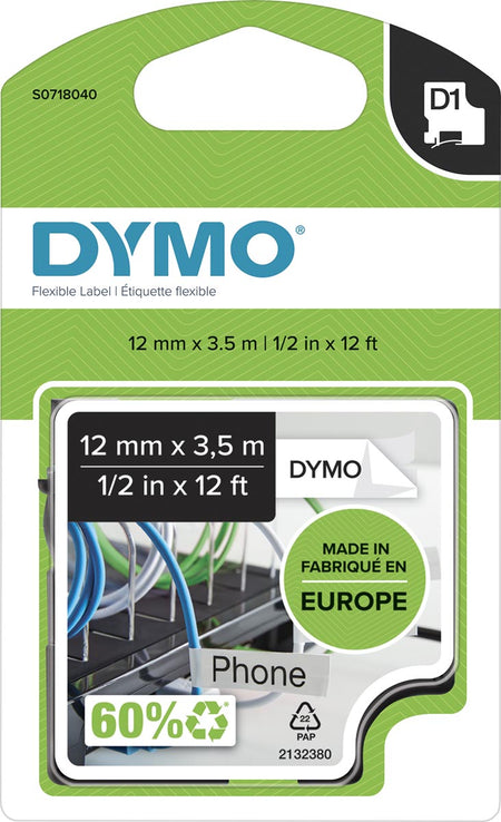 Dymo - Labele LabelManager D1 Nylon 12 mm schwarz auf weiß