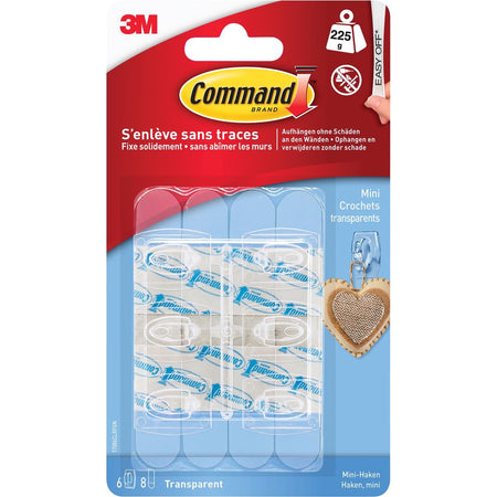 Command - Haken Mini inklusive Montagestreifen transparent 6 Stück