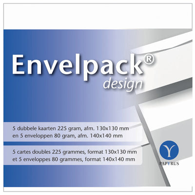 Papyrus - Doppelkarte Envelpack Design quadratisch 140x140mm weiß 894446 5er-Set | 10 Stück