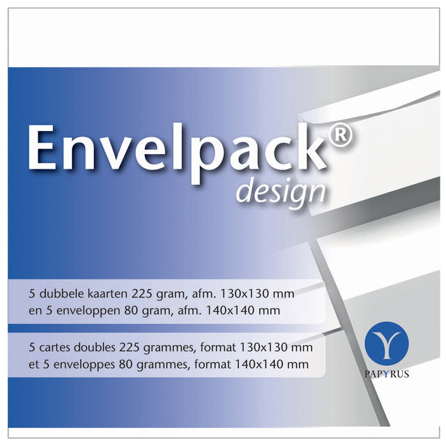 Papyrus - Double Card Envelpack Design quadratisch 140x140mm weiß 894446 5er Set