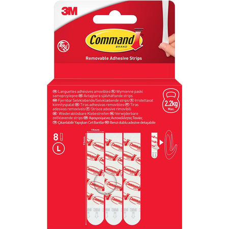 Command - Klebestreifen, groß, weiß, Blister à 8 Stück
