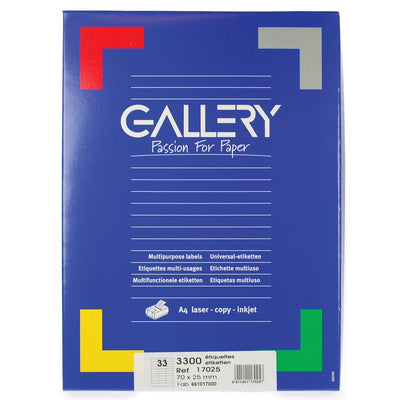 Galerie – weiße Etiketten, 70 x 25 mm (B x H), rechtwinklig, Karton mit 3.300 Etiketten