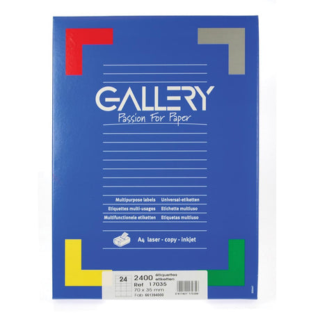 Galerie – weiße Etiketten, 70 x 35 mm (B x H), rechtwinklig, Karton mit 2.400 Etiketten