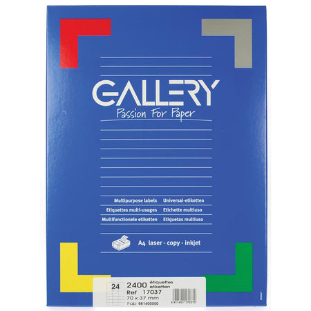Galerie – weiße Etiketten, 70 x 37 mm (B x H), rechtwinklig, Karton mit 2.400 Etiketten