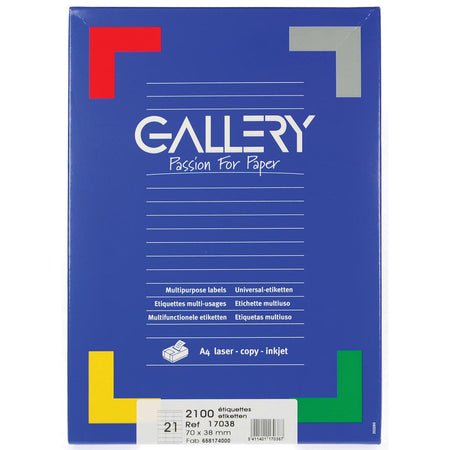Galerie – weiße Etiketten, 70 x 38 mm (B x H), rechtwinklig, Karton mit 2.100 Etiketten