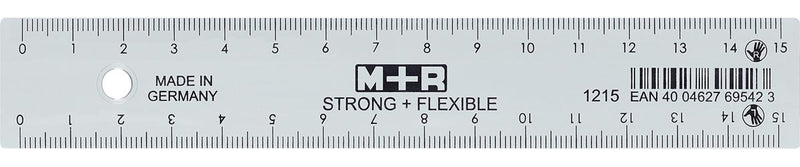 M+R - Starke flexible Lamelle, mit Skala für Rechts- und Linkshänder, 15 cm, transparent