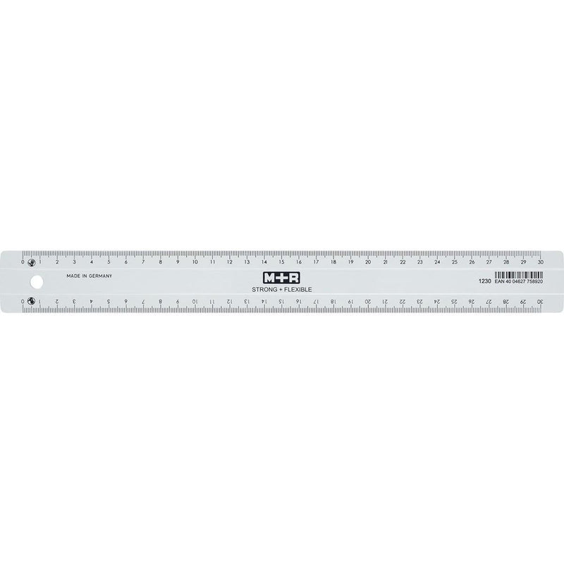 M+R - Starke flexible Lamelle, mit Skala für Rechts- und Linkshänder, 30 cm, transparent