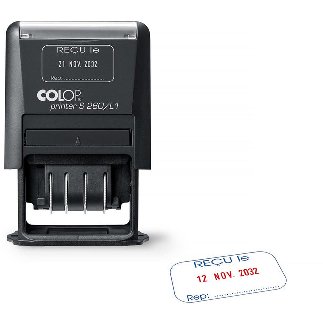 Colop -  tekststempel Printer S260/L1 N, met datum en ONTVANGEN