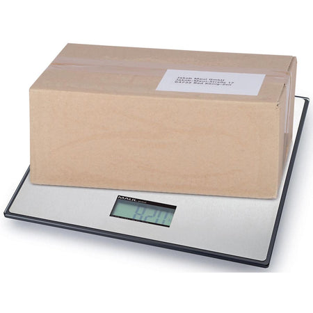 Maul - Paketwaage Global 25kg (/20gr) inkl. Batterie. Wiegeplattform 32 x 32 cm, wiegt kg und lb