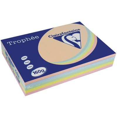 Clairefontaine - Trophée tel A4, 160 g, 5x50 Blatt, verschiedene Farben