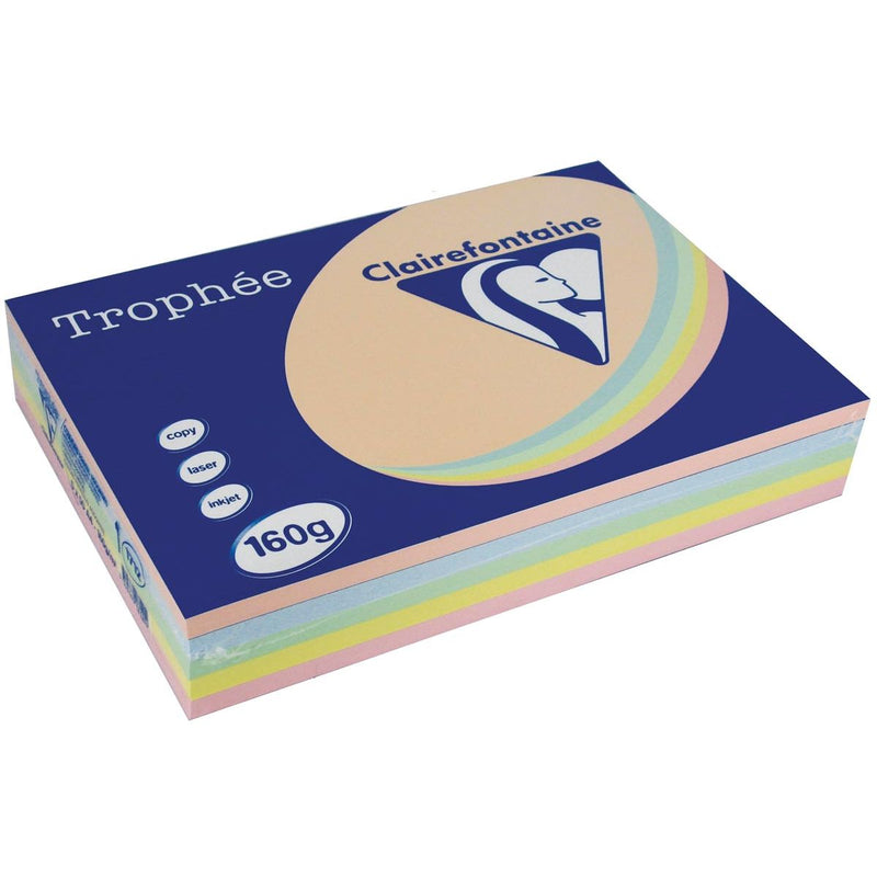 Clairefontaine - Trophée tel A4, 160 g, 5x50 Blatt, verschiedene Farben