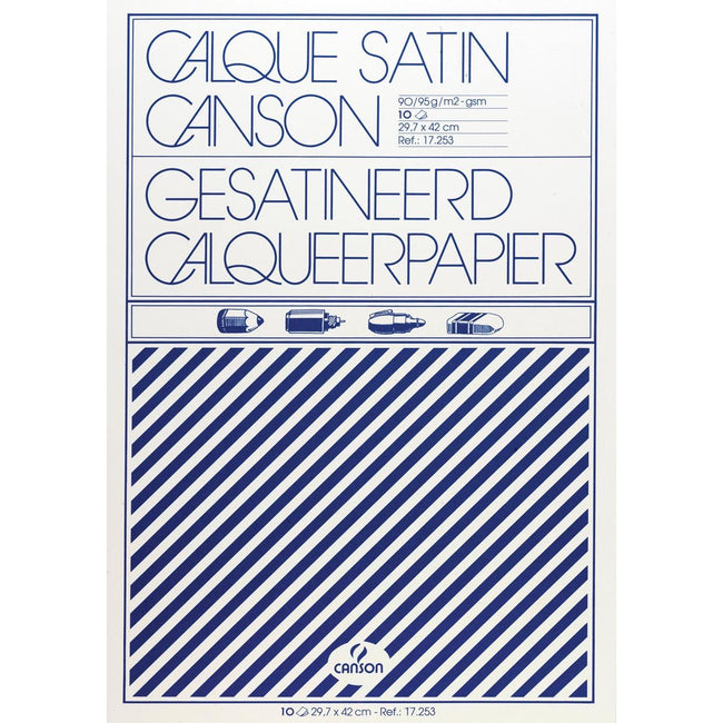Canson - Satin-Pauspapier 10 Blatt 90gr A3 durchscheinend
