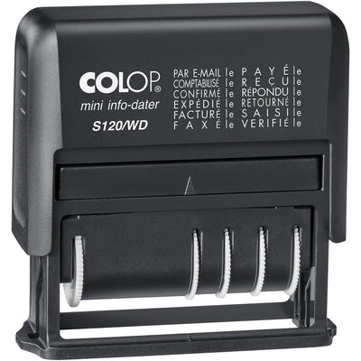 Colop -  tekststempel Mini-Info Dater S 120/WD, met datum en 12 verschillende woorden, frans