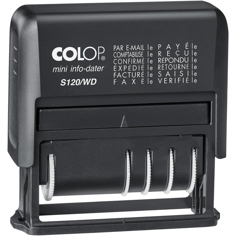 Colop -  tekststempel Mini-Info Dater S 120/WD, met datum en 12 verschillende woorden, frans