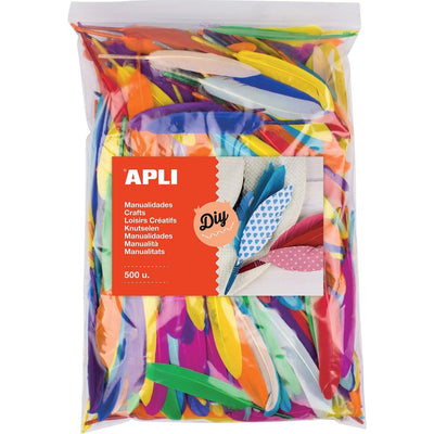 Apli - Federn, Beutel mit 500 Stück in verschiedenen Farben
