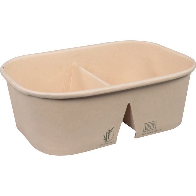 Depa -  Bak | Bamboepapier + PP | 2-vaks | 700ml | kilobak | 171x118x57mm | bruin | 300 stuks