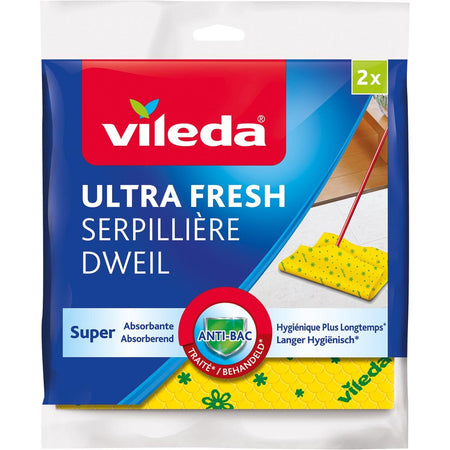 Vileda -  dweil Ultra fresh, ft 50 x 60 cm, geel, pak van 2 stuks