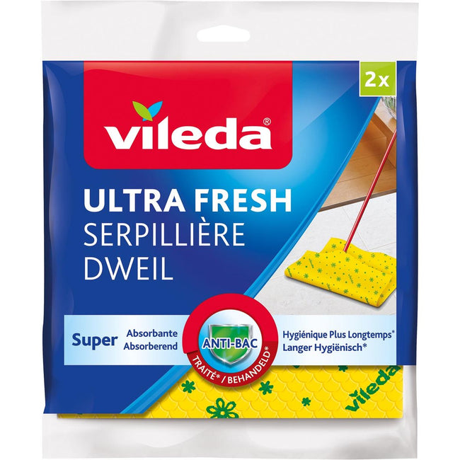 Vileda -  dweil Ultra fresh, ft 50 x 60 cm, geel, pak van 2 stuks