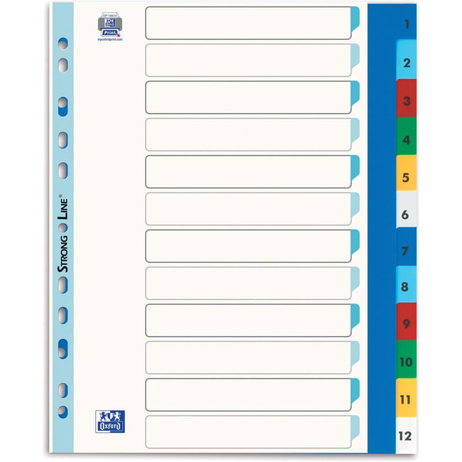Oxford - Reiter, Größe A4 Maxi (für Turniertaschen), aus farbigem PP, 11-Loch-Lochung, Set 1-12