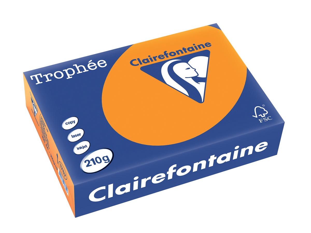 Clairefontaine -  Trophée Intens, gekleurd papier, A4, 210 g, 250 vel, feloranje