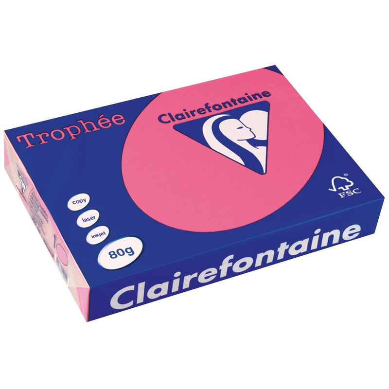 Clairefontaine - Trophée Intens, farbiges Papier, A4, 80 g, 500 Blatt, Fuchsia