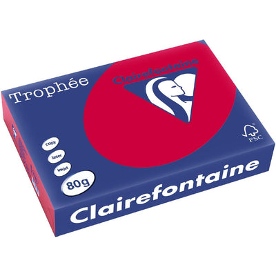 Clairefontaine - Trophée Intens, farbiges Papier, A4, 80 g, 500 Blatt, Kirschrot