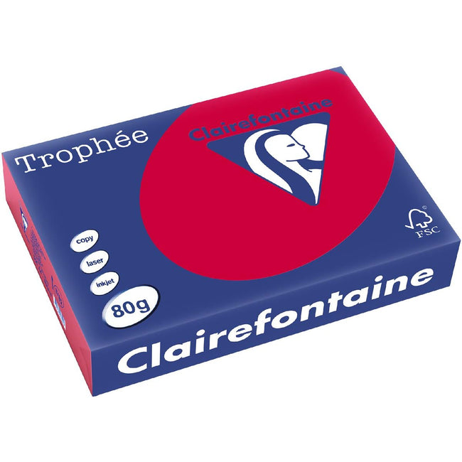 Clairefontaine - Trophée Intens, farbiges Papier, A4, 80 g, 500 Blatt, Kirschrot