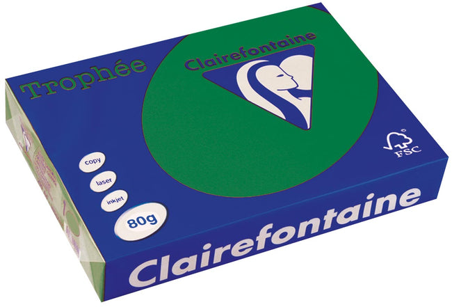 Clairefontaine - Trophée Intens, farbiges Papier, A4, 80 g, 500 Blatt, Kieferngrün