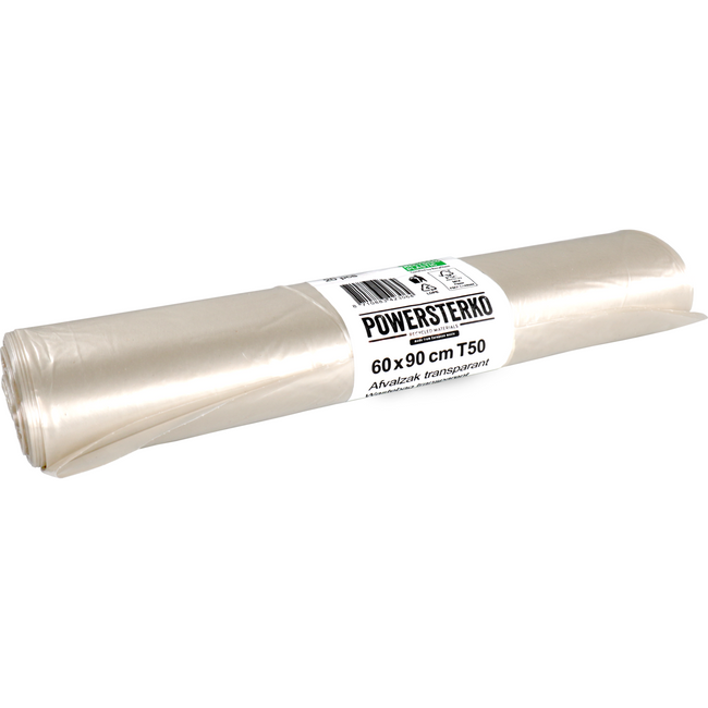 Powersterko - Abfallbeutel | Recyceltes LDPE | 60x90cm | T50 | Transparente 400 Stück