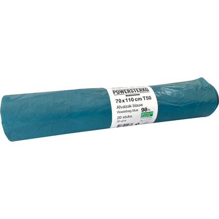 PowerSterko - Abfallbeutel | Recyceltes LDPE | 70x110cm | T50 | blau | 200 Stück