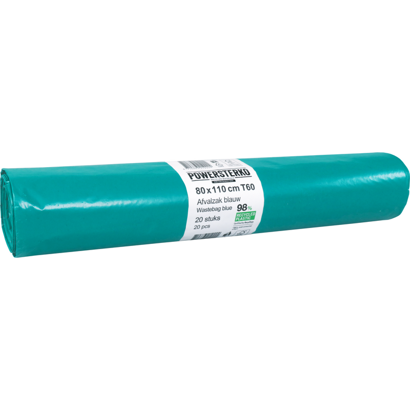 PowerSterko - Abfallbeutel | Recyceltes LDPE | 80x110cm | T60 | blau | 200 Stück